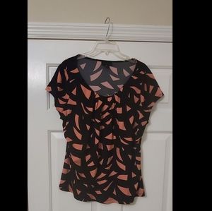 Black and Pink Short Sleeve Blouse